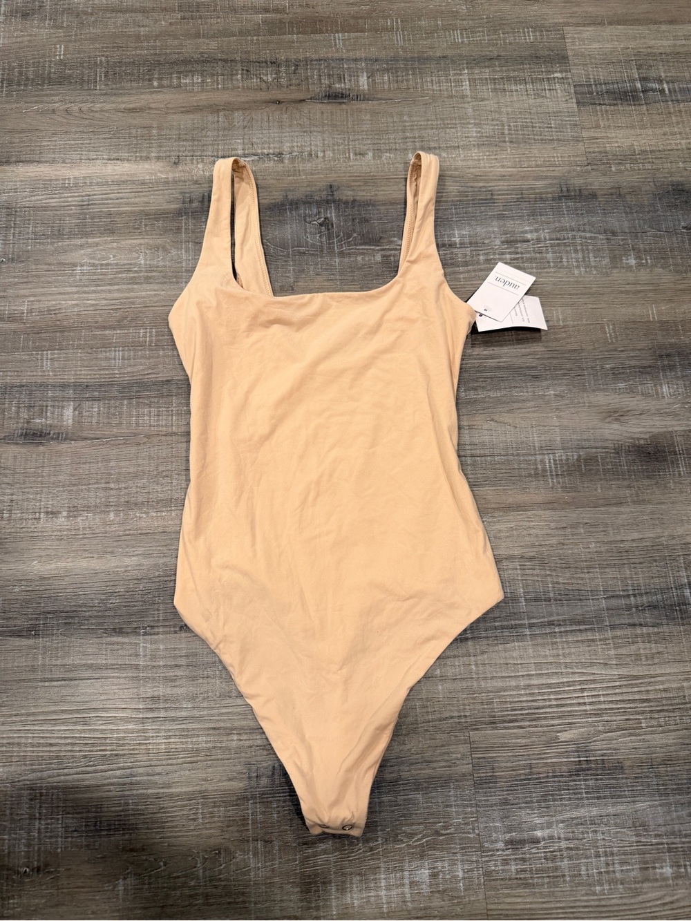 Auden Beige Scoop-Neck Stretch Bodysuit